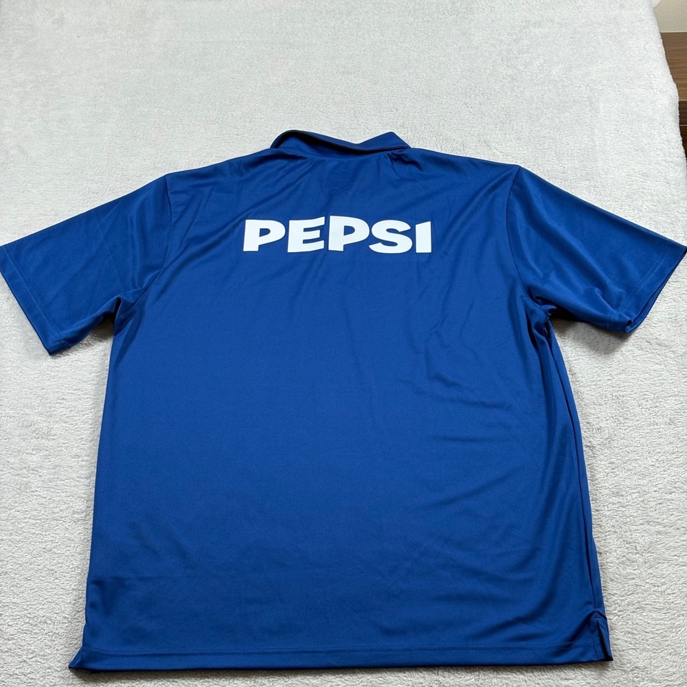 PEPSI PVC Logo Patch Employee Performance Polo Blue Work Uniform Mens Large - Picture 8 of 10
